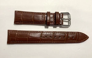 Men's Genuine Leather Crocodile pattern brown 20mm watch band - Picture 1 of 4
