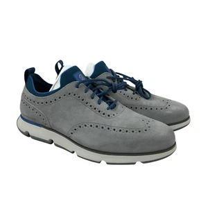 Cole Haan 4.ZEROGRAND Wingtip Oxford Shoes Size 12 W C35219 Gray Suede $228 NEW - Picture 1 of 5