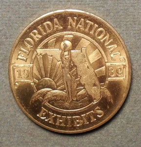 NYWF Weidhaas-21, Florida Exhibit. Brass, 32mm, yellow uncirculated - Picture 1 of 2