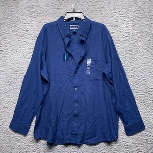 Club Room Shirt mens XXL 2XL Blue Check Long Sleeve Button Up Pocket - Picture 1 of 6