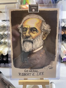 Hand Sketched Confederate General Robert E Lee Post Card Artist Signed Orig. Art