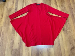 KARVINEN FINNLAND STRETCH ROT GERIPPT JERSEY BUBBLE WASSERFALL BOHO KLEID - XS - Bild 1 von 12