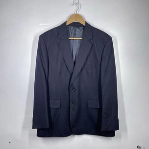 Aquascutum Blazer Jacket Mens 44S Blue Pinstripe Wool Single Breasted Vintage - Picture 1 of 17