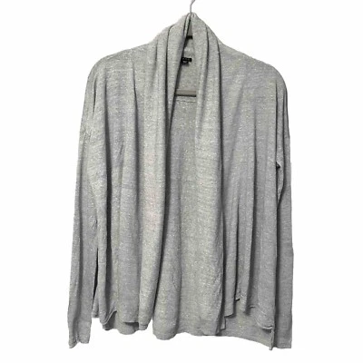 Cardigã feminino Theory frente aberta linho mistura de seda tamanho SP verde espuma do mar - Imagem 1 de 4