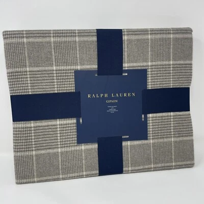 Ralph Lauren Gipson Plaid Throw Blanket Jete 54x72 Taupe 100% Cotton - Image 1 of 4