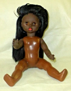 Rare Vintage Black Hard Plastic Doll with Sleepy Eyes & Articulated Limbs, 1960s - Picture 1 of 15