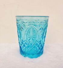 1930s Vintage Aqua Blue Glass Tumbler Belgium Old Decor Barware Collectible GS16