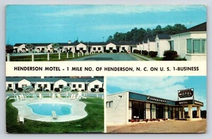 Postcard Henderson, North Carolina Henderson Motel Restaurant Pool  - Picture 1 of 2