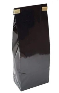 50 Teetüten 100 Gramm Schwarz GLANZ Blockbodenbeutel mit Clips - Bild 1 von 4