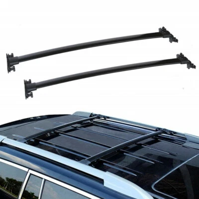 Conjunto de Bagagem Barra Transversal Rack de Teto Superior de Alumínio Preto para 08-13 Toyota Highlander - Imagem 1 de 4