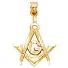 14K Solid Yellow Gold Diamond Cut Freemason Masonic Charm Pendant 2.8 grams 