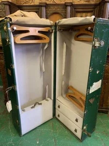 Originale antico baule da viaggio americano baule guardaroba con cassetti ann... - Imagen 1 de 14