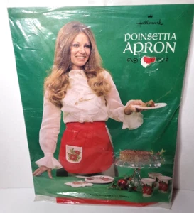 Christmas Poinsettia Red Half Apron in Orig Sealed Pkg - Hallmark Cards Inc VTG - Picture 1 of 4