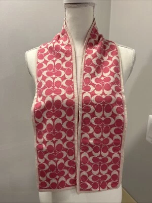 Coach, Vintage? Wool Scarf 100% Merino Wool "C" Logo Scarf Reversible Polka Dots - Image 1 of 4