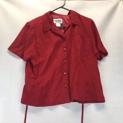 Pantalones Traje Rojo Manga Corta Poliéster Plaza South Petite Para Mujer 16WP 2 Piezas Foto 1 de 4