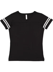 LAT 3537 Womens Short Sleeve Cotton V-Neck Modern Football T-Shirt - Picture 1 of 15