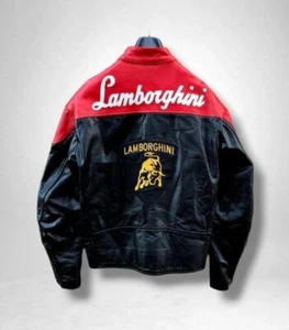 Lamborghini Racing Leather Jacket Real Cowhide Leather Jacket Formula One - Picture 1 of 4