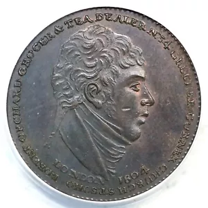 Ficha de farthing 1804 ANACS MS 63 BN MIDDLESEX - Imagen 1 de 3
