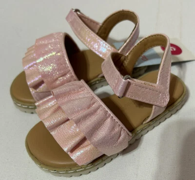 CAT & JACK Bebé Niñas Rosa Volantes Sandalias Zapatos “Abigail” Nuevo con Etiquetas Talla 5  Foto 1 de 4