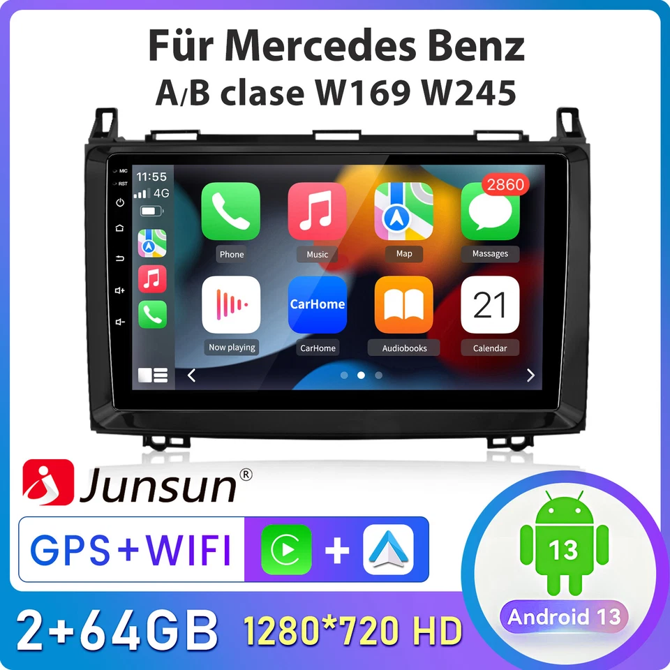 64G GPS Autoradio Android 14 DAB Für Mercedes W169 W639 Vito Viano W906 Sprinter - Bild 1 von 4