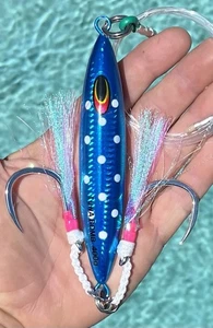 400g Heavy Jig BLUEFIN TUNA Bomb JIGS - Best Blue Glow Fully Rigged Glow Bft - Picture 1 of 3