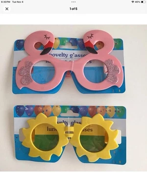 Sunglasses Pink Flamingo Sunshine Novelty SET OF 2 Party Bar Selfie Cosplay NEW - Image 1 of 4