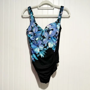Costume intero Miraclesuit blu floreale con ferretto taglia 12 - Foto 1 di 5