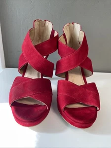 Damen, Pumps, Damenschuhe, Größe 39, Neu, Rot Im Samt Weichen Stoff - Bild 1 von 7