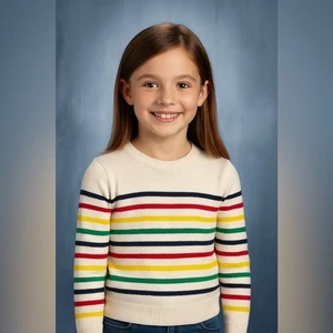 Suéter Primary Kids Algodón Arco Iris Rayas - Talla 12 (Excelente Estado) - Imagen 1 de 9