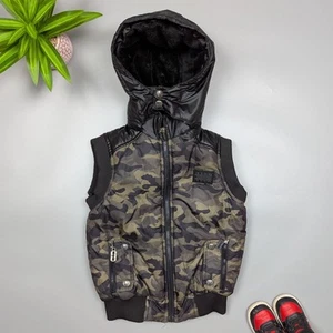 PHILIPP PLEIN Children's Sleeveless Puffer Vest Military Print Kids Sz 6/7 Years - Picture 1 of 18