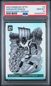 2024 Panini Donruss Optic Downtown Legends Adrian Peterson #8 PSA 10 - Imagen 1 de 2