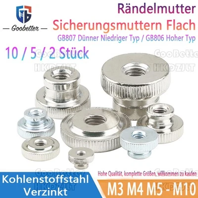 Rändelmutter M3,M4,M5,M6,M8,M10 Flache & Hohe Form GB806 GB807 Kohlenstoffstahl - Bild 1 von 4