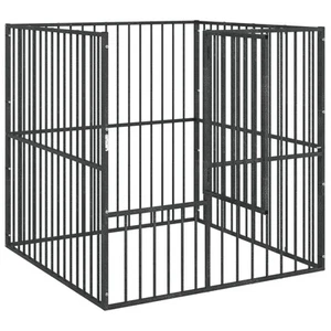 Hundelaufstall 4-tlg. Schwarz Verzinkter Stahl B-Ware - Bild 1 von 9