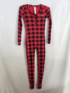 Victoria's Secret Pyjama-Overall rosa rot schwarz kariert Thermo Einteiler XS - Bild 1 von 6