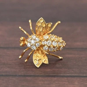Diamond Bee 14k Yellow Gold Brooch - Picture 1 of 6