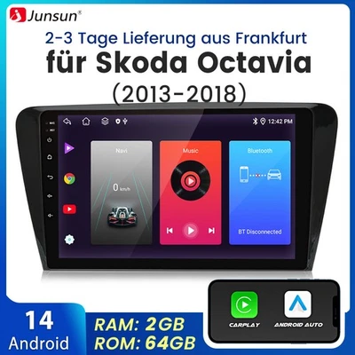2+64G Android 14 Carplay Autoradio GPS Navi WIFI DAB Für Skoda Octavia 2013-2018 - Bild 1 von 4