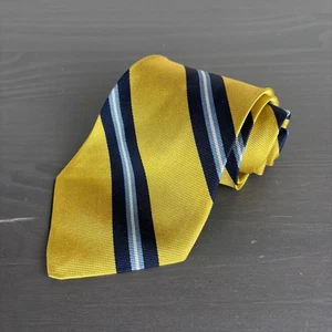 Lauren Ralph Lauren Gold Blue Striped Necktie Men's Silk Business Casual - Picture 1 of 6