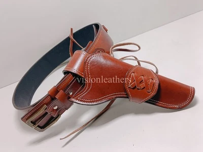 Gun Holster Belt Leather Revolver Pistol Tooled .22 .35/357 .44/45 Cal Western  - Image 1 of 3