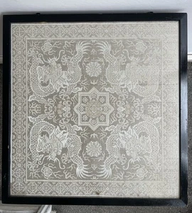 ANTIGUO PANEL DE SEDA CHINO BORDADO DRAGONES DINASTÍA QING SIGLO XIX - Imagen 1 de 15
