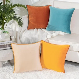 Soft Velvet Pillow Covers for Couch, Set of 4 Decorative Cushion Covers for M... - Picture 1 of 8