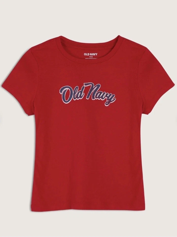 Camiseta Old Navy Niños Niñas Talla Mediana (8) Roja Manga Corta Logo Gráfico Foto 1 de 1