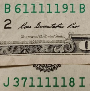 Pair Of 5x1s Fancy Serial Number $1 Dollar Bills One Is Trinary Five Ones - Picture 1 of 6