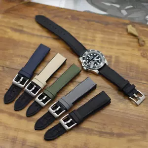 Hybrid Segeltuch & FKM Gummi Schnellverschluss Uhrenarmbänder 20 mm - Bild 1 von 9