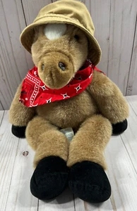 Vintage Build A Bear Floppy Brown Horse Plush Toy with Hat and Bandana 18" - Picture 1 of 12