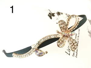 Skinny Black Headbands w/ Multi-Unique Shinny Crystal Designs(8 Options) Wedding - Picture 1 of 9