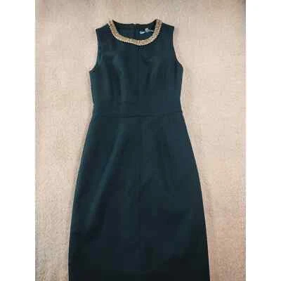 Antonio Melani teal green shimmer  dress with jeweled collar sz2 - Image 1 of 4