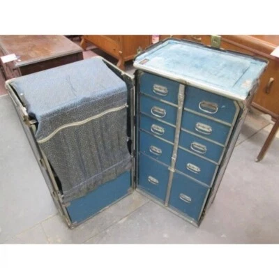 Large 1930s HARTMAN Cushion Top Gibraltarized Wardrobe Steamer Trunk w/ Drawers - Image 1 of 4