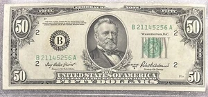 1950 New York B Note $50 Dollar Bill 50BL65 - Picture 1 of 2