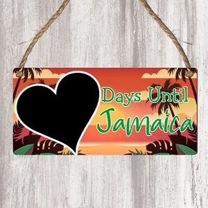 Wooden Jamaica Trip Countdown Sign,Reusable Chalkboard Heart Tropical Decor Sign - Picture 1 of 22