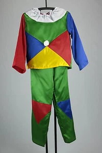 Disfraz de Payaso Niño 4 Piezas Multicolor Polietileno Pantalones Prenda para el torso Peluca y Nariz Disfraz - Imagen 1 de 3